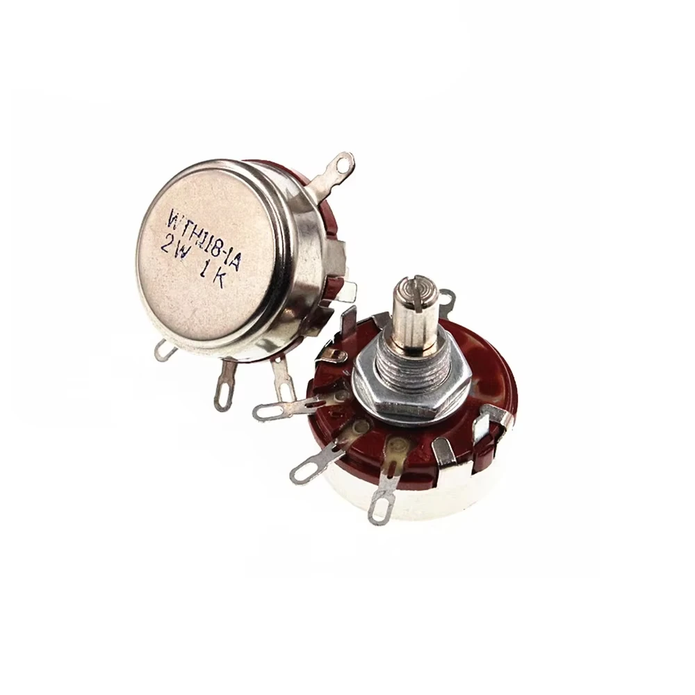 2W 1A WTH118 Potentiometer 470R 1K 2.2K 4.7K 10K 22K 47K 100K 470K 560K 1M Round Shaft Carbon Rotary Taper Potentiometer