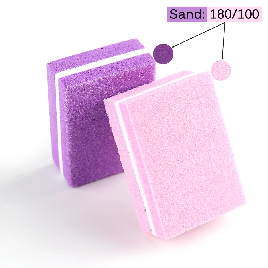 10pcs Professional Nail File 100/180 Nail Sanding Block Double-sided Mini Buffer Sponge Polishing Pedicure Manicure Tool Supplie