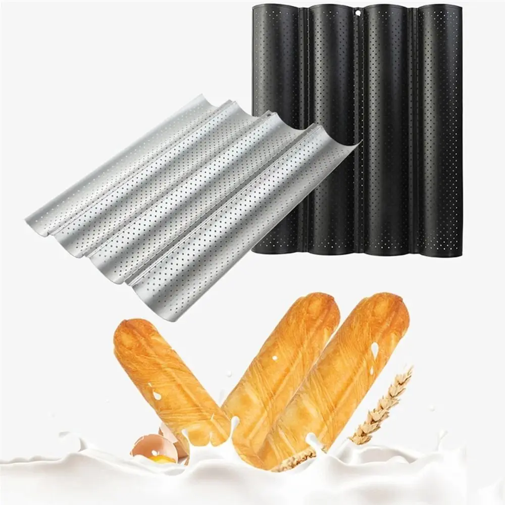 

New Nonstick Baguette Baking Tray 2/4 Grooves Bakeware French Bread Baking Pan Baking Tool Waves Baguette Pan