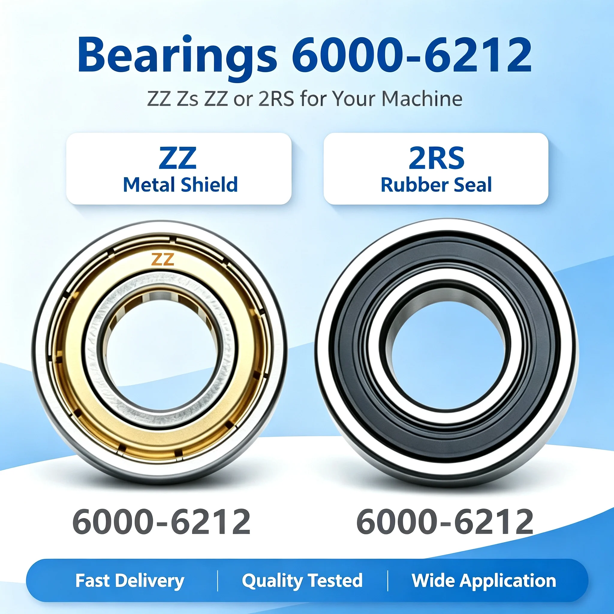 Precision Deep Groove Ball Bearing ZZ 2RS, 6000‑6007 6200‑6208 Series Double Shielded Sealed Motor Bearings