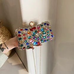 Brilliant Diamonds Frame Shoulder and Crossbody Evening Bags Super Cool Unique Design Party Handbags for Women 2024 Fashion New