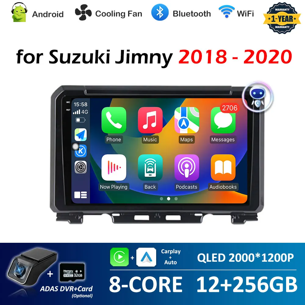 for Suzuki Jimny 2018 2019 2020 2.5D+QLED Screen GPS Navigation Car Audio Multimedia Video Player Intelligent System Bluetooth