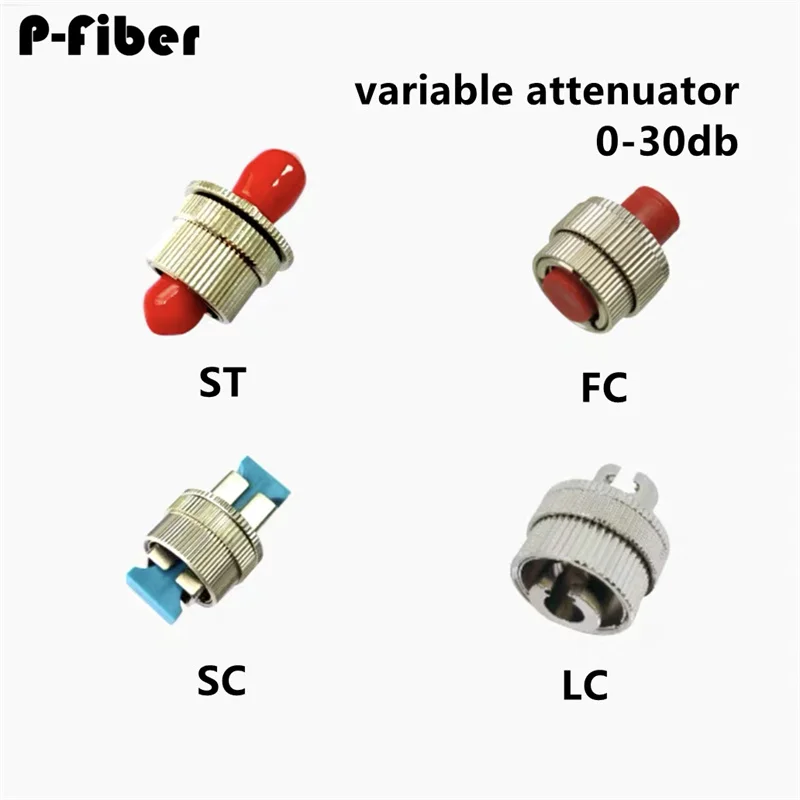 Adjustable attenuator Mechanical variable 2pcs FC SC ST LC Flange Adapter 0-30dB Optical Attenuator APC Universal