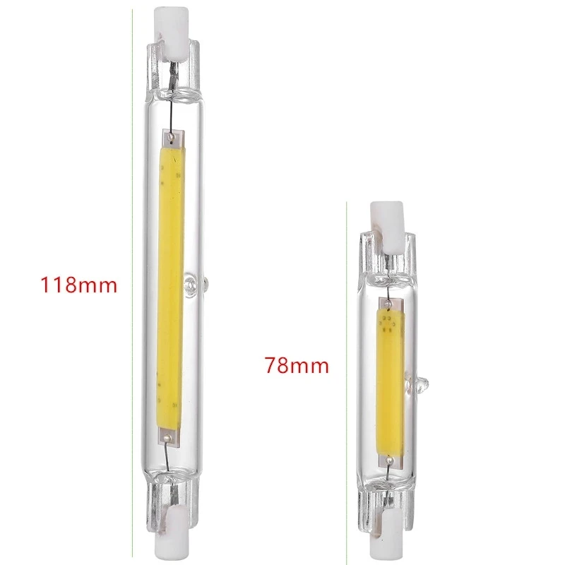 10XSuper مشرق عكس الضوء R7S COB LED لمبة أنبوب زجاجي استبدال أضواء الهالوجين 78 مللي متر 118 مللي متر 110 فولت 220 فولت الإضاءة الموفرة للطاقة