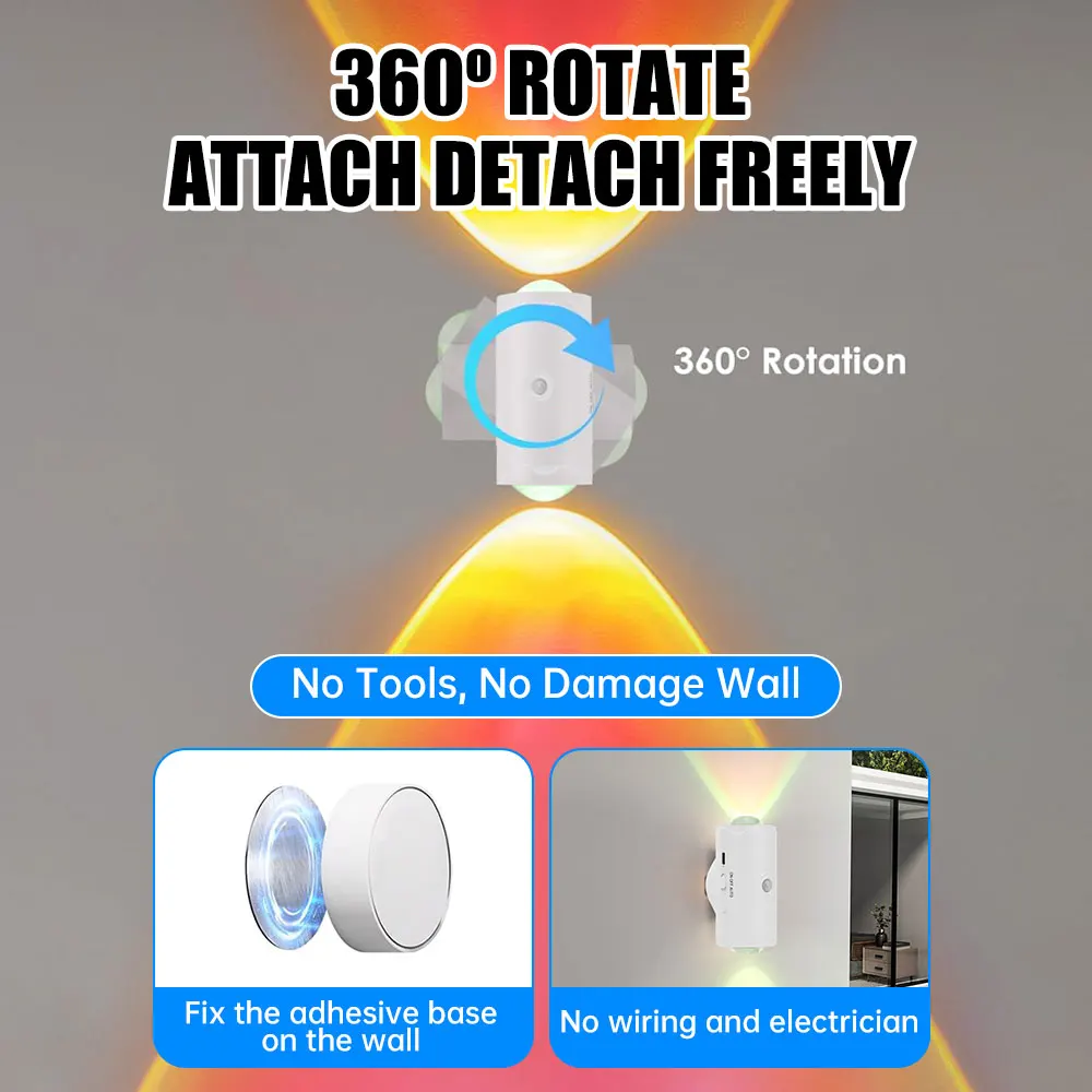16 Color LED Night Light Motion Sensor Wall Lamp With Remote Control Rechargeable Magnetic Attraction Indoor Atmosphere Lights image 4