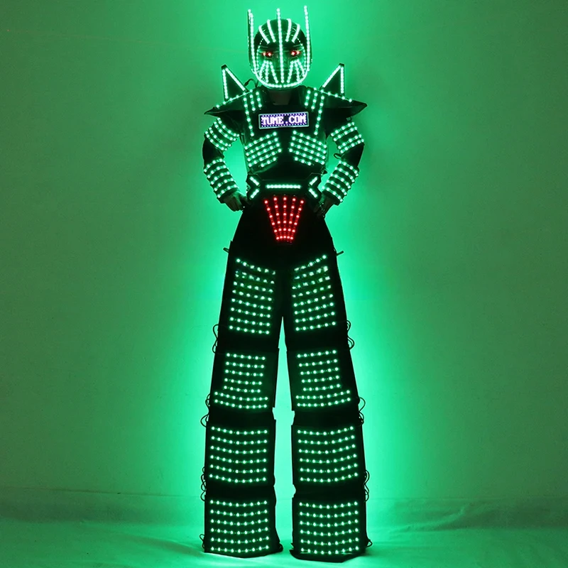 LED ロボットライト竹馬ウォーカースーツ発光レンジャー衣装コスプレステージロゴ服バーパーティーディスコナイトクラブダンス Dj ショー