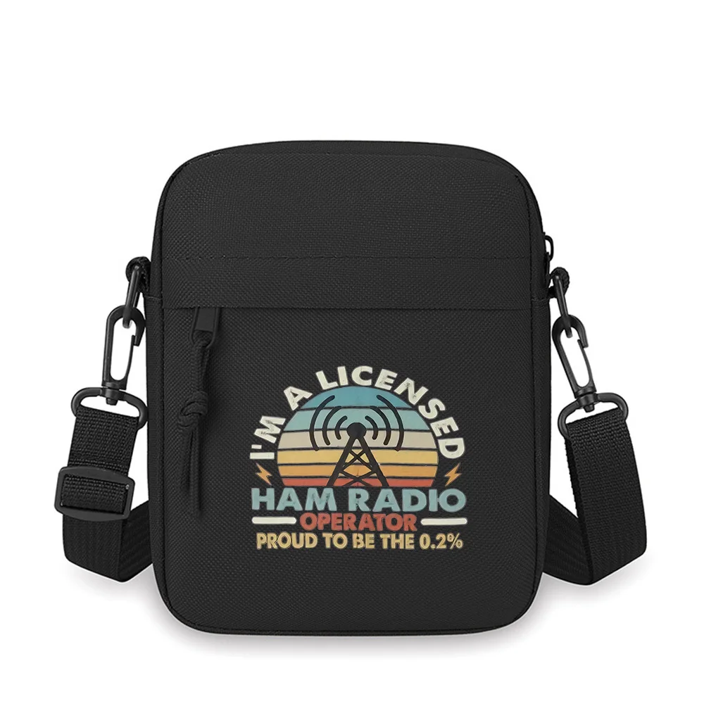 

Ham radio operator licensed vintage design Men Crossbody Bag Single Shoulder Women Cartoon Anime Film Printing Design Unisex