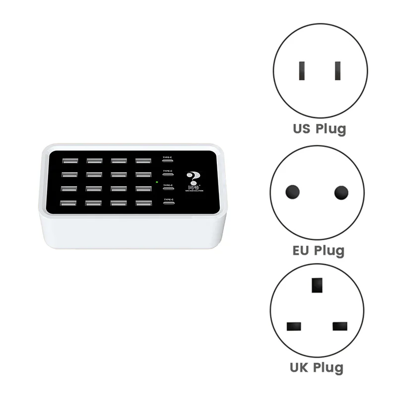 

WIN HOW SOLUTION 120W TYPE-C USB Charging Station 20 Port Universal Model Desktop USB Charger For Smart Phone