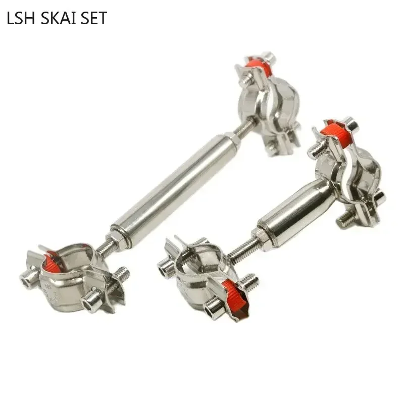 1Pc 304 Stainless Steel Pipe Support Clip Adjustable Double-end Pipe Clamp Pipe Bracket Support Hardware Metal Clamp Fixing Tool