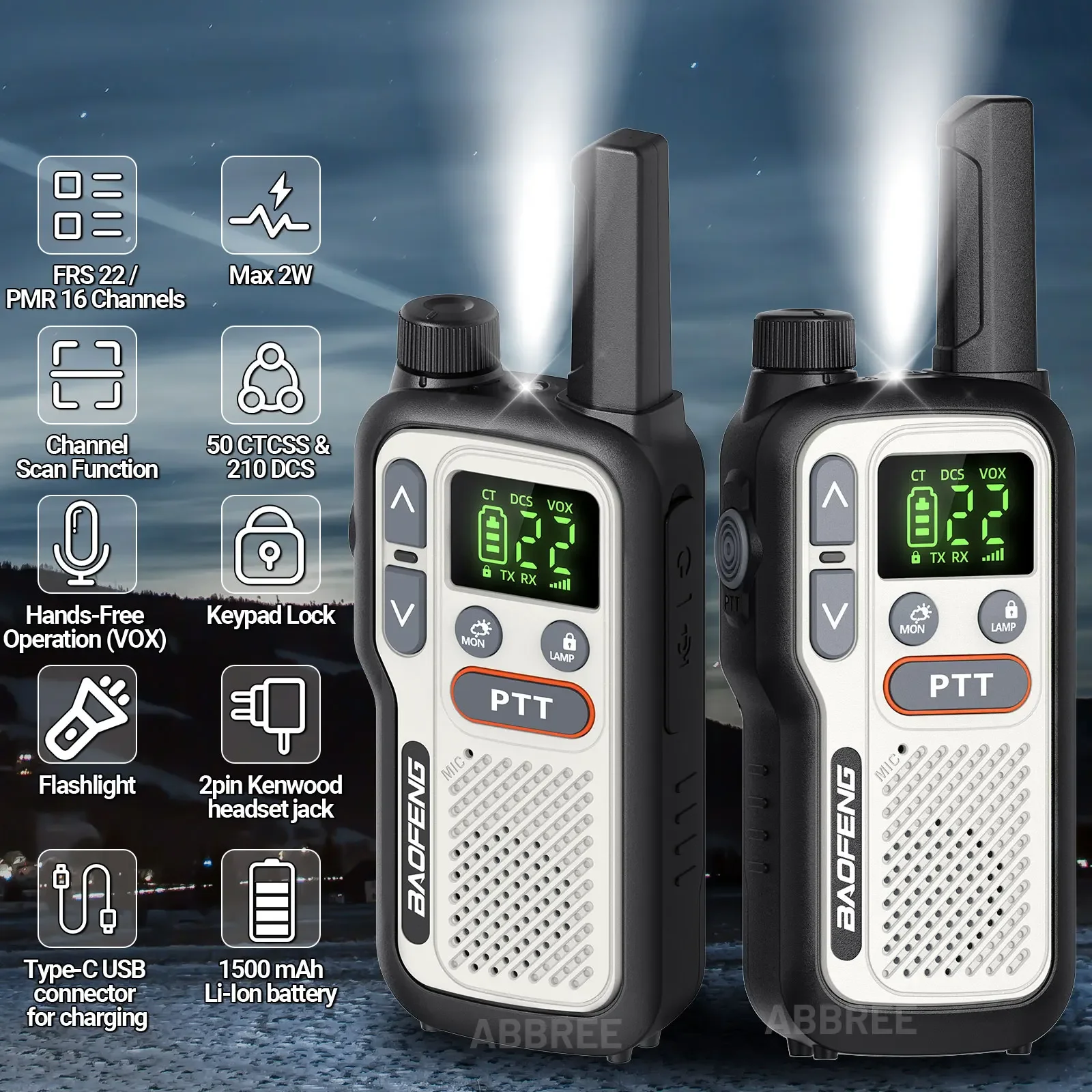 2 pçs baofeng BF-T18 mini duplo ptt walkie talkies pmr frs noaa lanterna vox portátil rádio amador de longo alcance para acampamento viagem