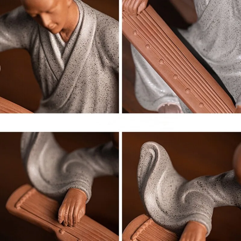 Handmade Figurine Statue Purple Clay Tea Pet Zen Style Artware Study Decoration