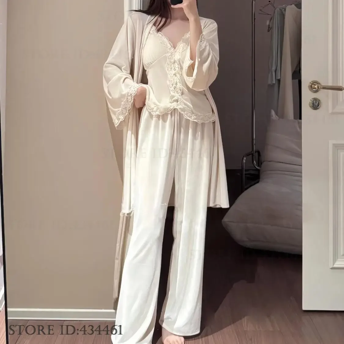 

Элегантный бархатный пижамный комплект из 3 предметов, женская одежда для сна в стиле ретро, ночная рубашка во французском стиле, пижамный костюм, осенняя зимняя одежда для дома, пижама