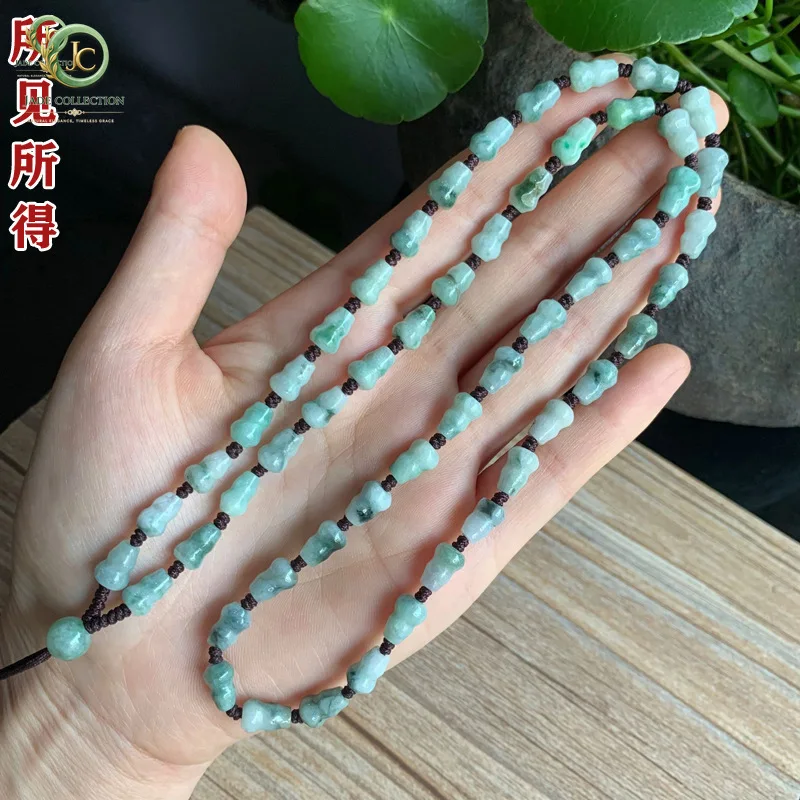 Natural Myanmar Jadeite Beaded Rope Necklace For Jewelry Making Accessories Grade A Burma Jade Luxury Pendant Lanyard Neck Strap
