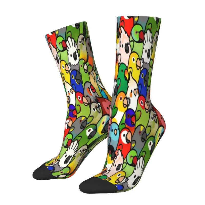 Cute Cockatiel Parrot Bird Men Women Crew Socks Unisex Fun 3D Printed Parakeet Lovebird Dress Socks
