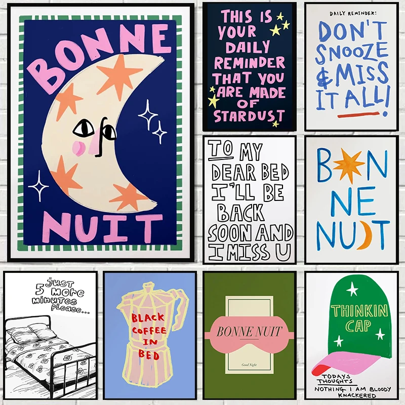 1pc frameless Fun Quote Posters Goodnight Trendy Apartment Prints Whimsical Canvas Cute Bedroom Wall Pictures Nursery Home Girls