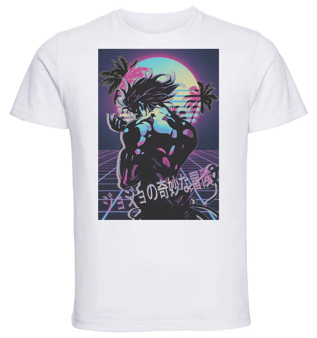 T-Shirt Unisex White Vaporwave 80s Style Jojo's Bizarre Adventure Dio Brando