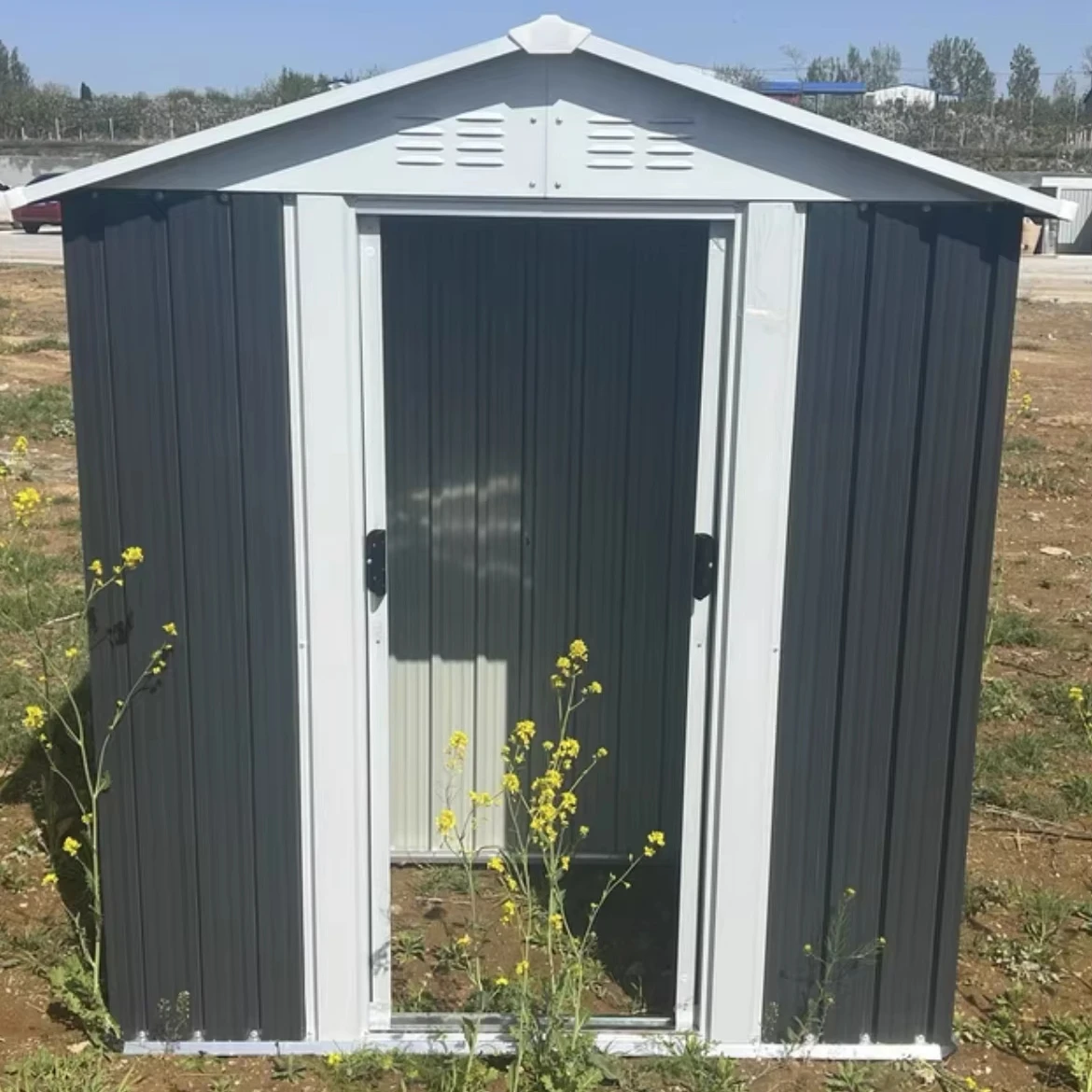 

5X3FTOutdoors Metal Shed for Garden Wholesale Hot Sale Outside Buildings Tool House Apex Roof Sliding Doors Chinese Manufacture