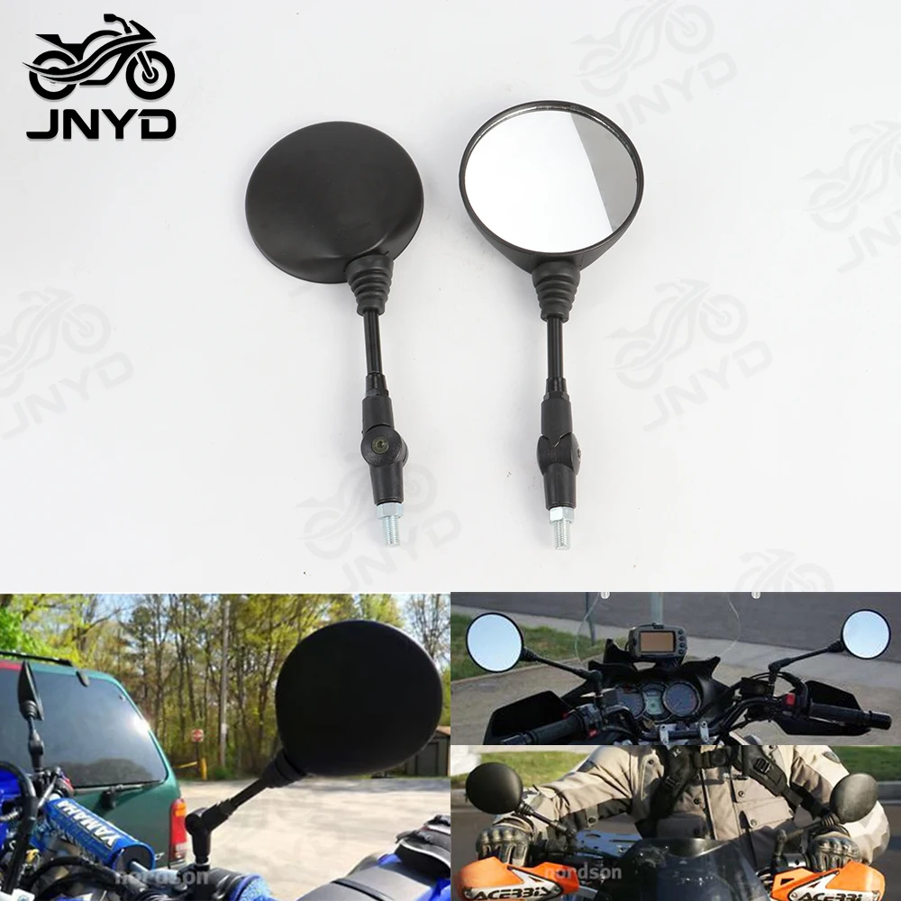 JNYD 2PCS Foldable Round 10MM Scooter Rear Mirror for KTM Mirror Motocross Accessories for Bike Rearview Motorcycle Mirrors