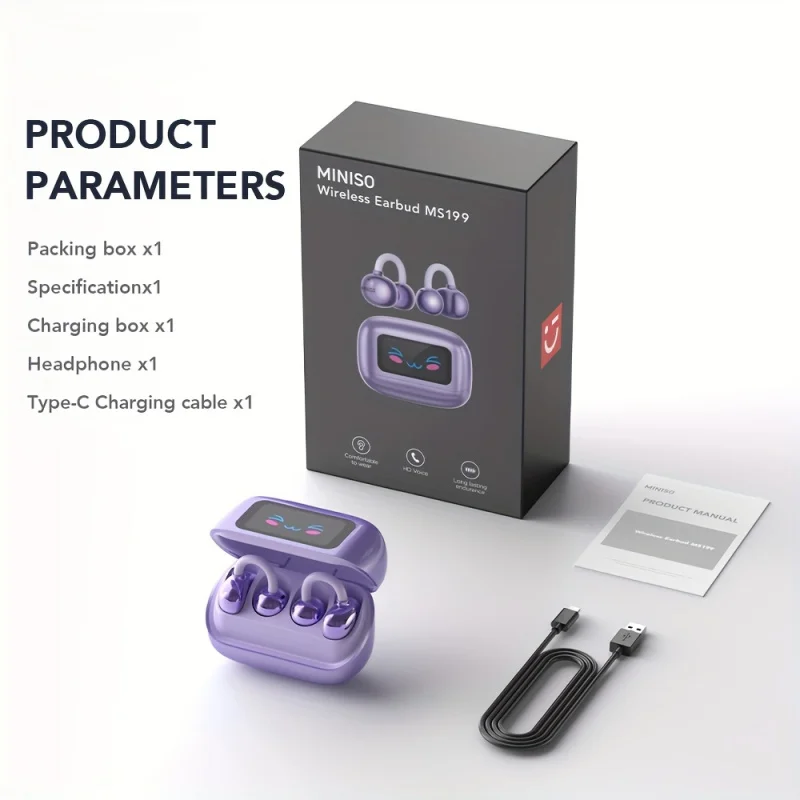 سماعة رأس MS199 مفتوحة، وضع ألعاب منخفض الكمون، تصميم مريح ومريح، مشبك أذن للموسيقى الرياضية