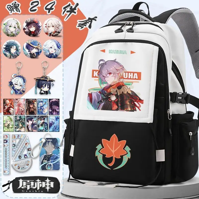 

Genshin Impact New Cartoon Anime For Girls And Boys In Grades 3-6, Large Capacity Lightweight Backpack Anime