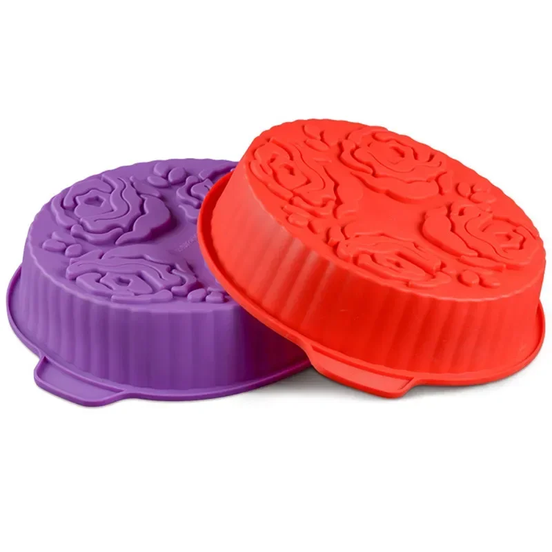 

11" Round Rose Flower Shape DIY Handmade Silicone Cake Muold Baking Tool Wedding Party Decoration