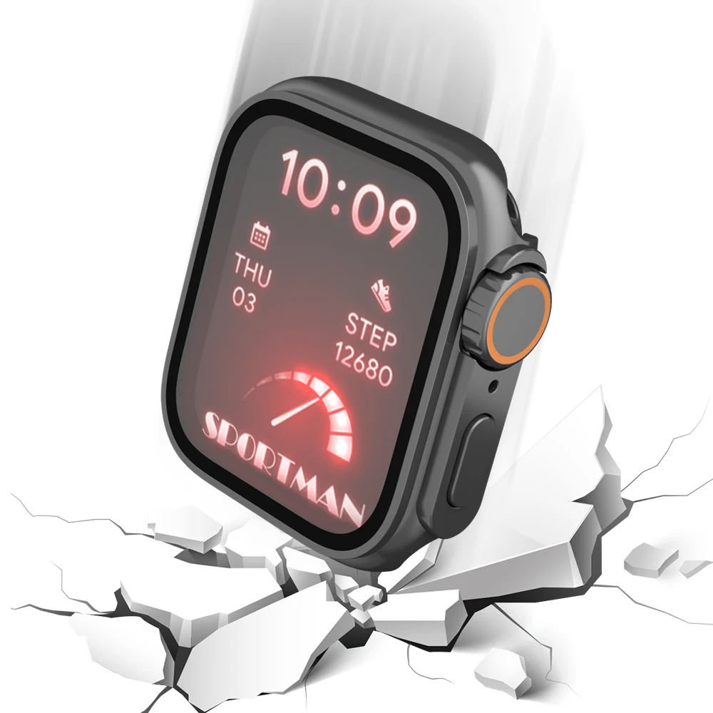 Harde pc-behuizing voor Apple Watch IWatch-serie 8 7 SE 6 5 4 45 mm 41 mm 44 mm 40 mm Verandering naar Ultra 49 mm gehard glas schermbeschermer