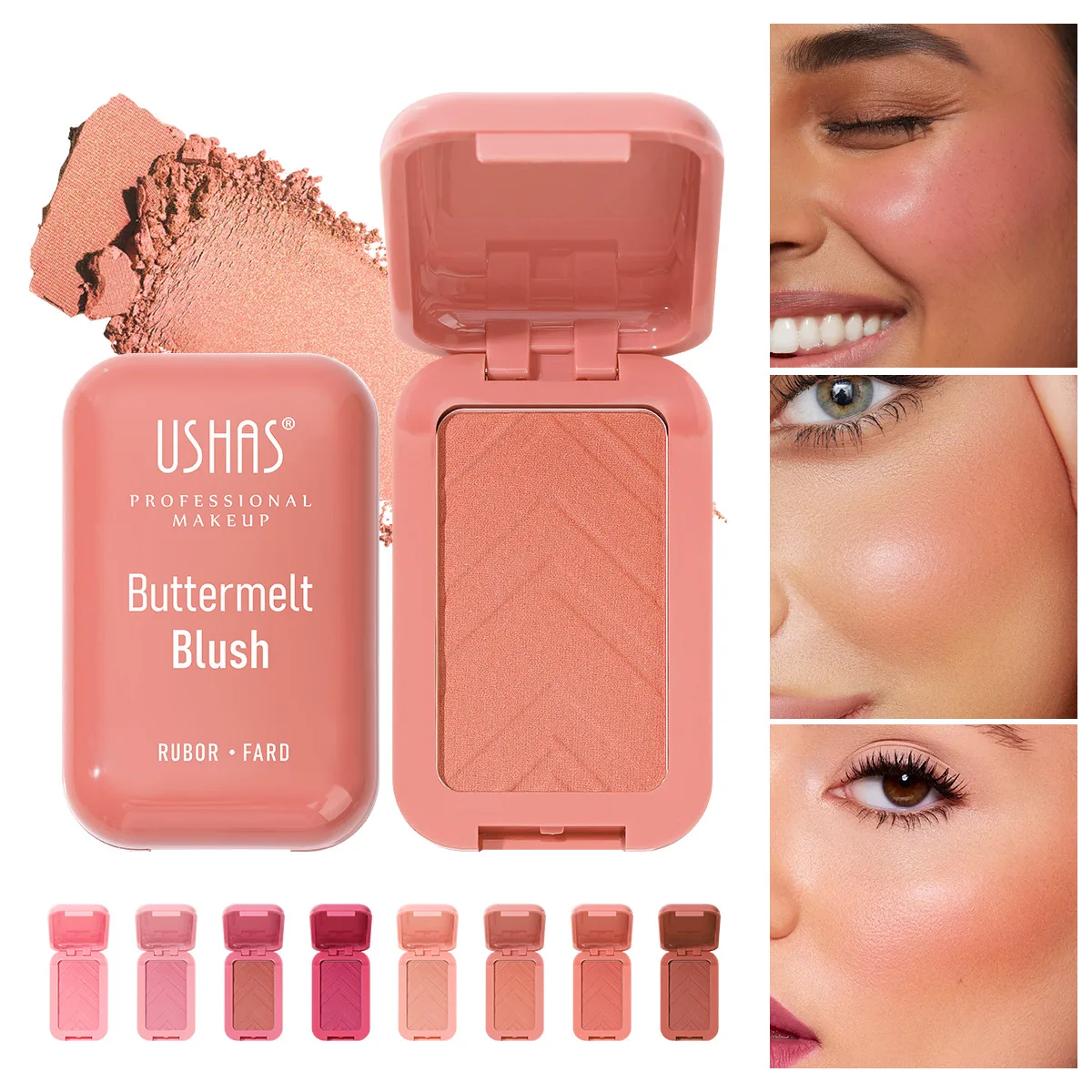 Blush Powder Easy To Apply Texture Light  Delicate Long-lasting Waterproof Natural Makeup Effect Makeup Blush Peach