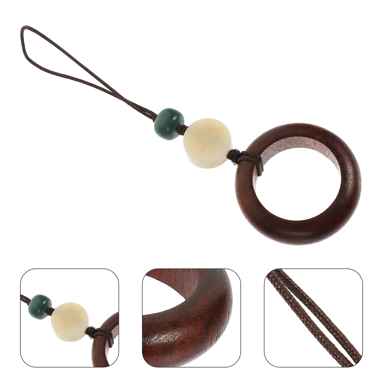 Telefoon sleutelhanger charme smartphone touw Vintage Mini Lanyard sandelhout Chinese stijl