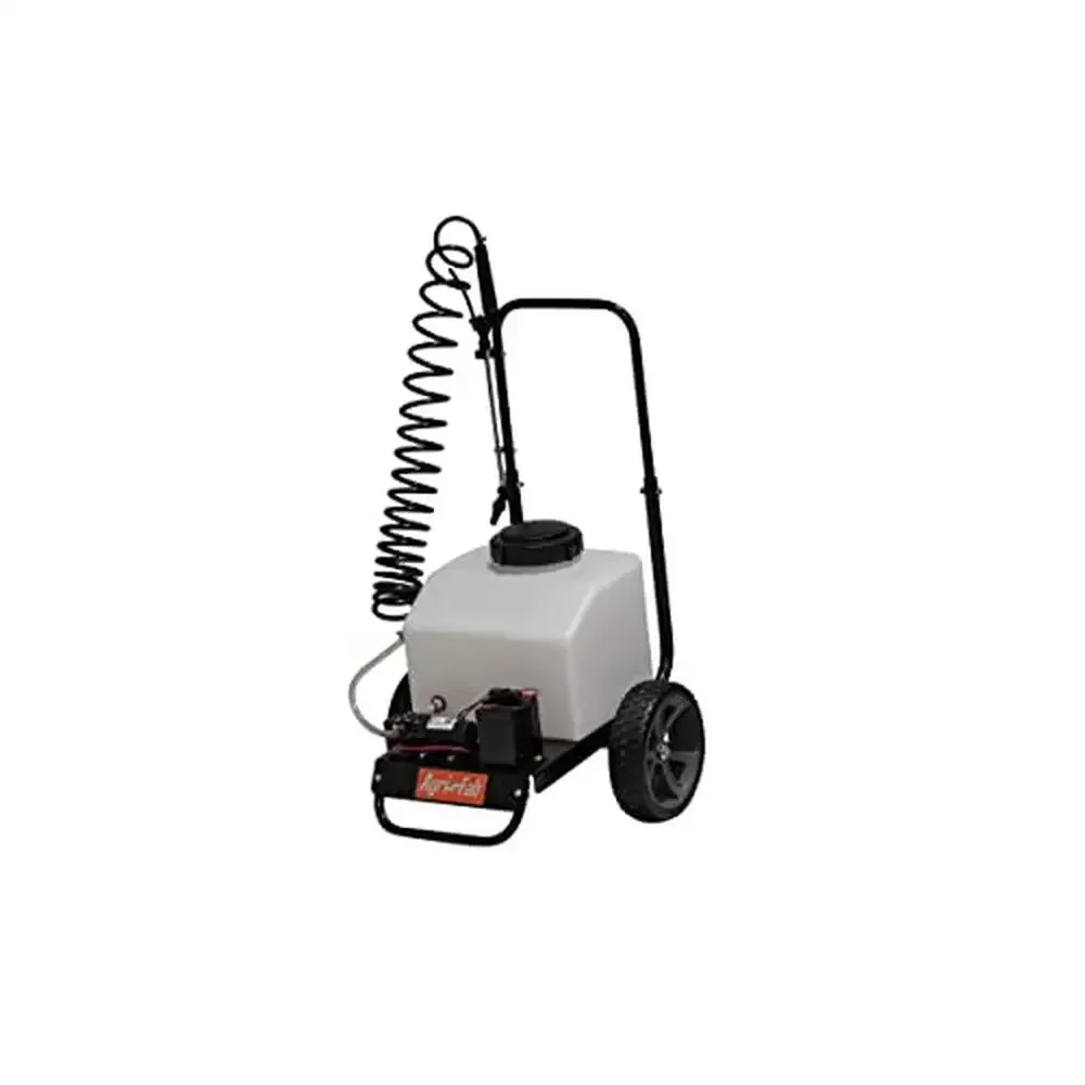 6 Gallon Battery-Powered Sprayer with 10' Hose Rugged Tank Translucent & Easy to Fill Delavan Pump Continuous Flow Trigger Lock