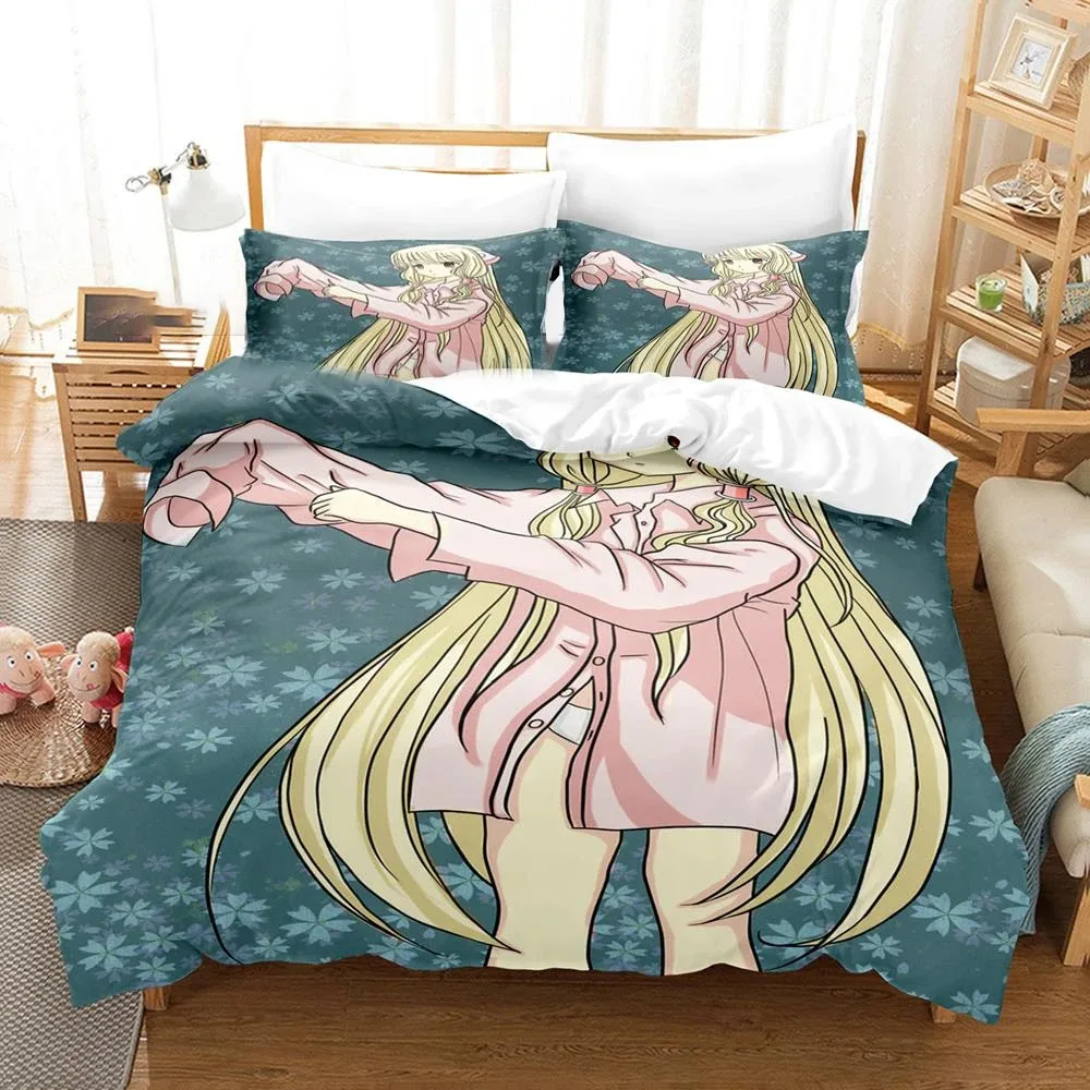 

3D Printing Kawaii Anime Chobits Chi Bedding Set Boys Girls Twin Queen Size Duvet Cover Pillowcase Bed Kids Adult Home Textile