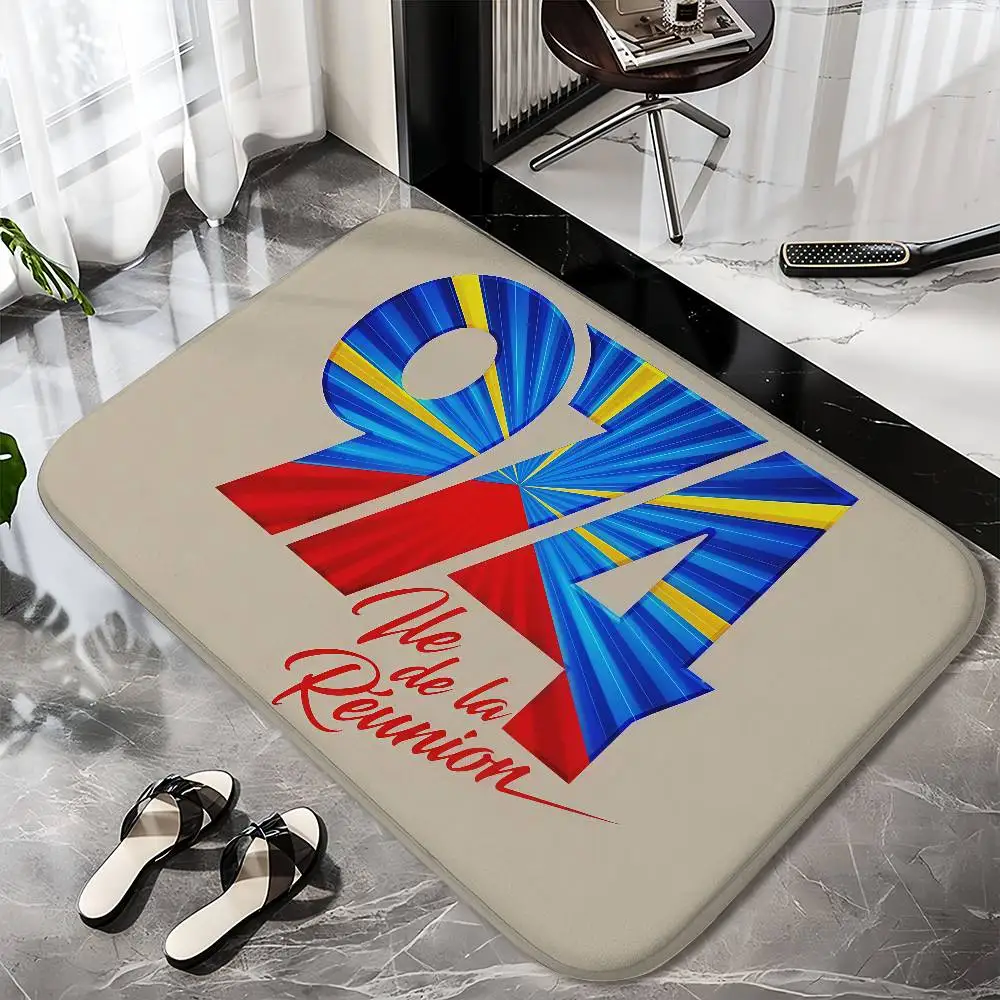 

974 Reunion Island Logo Front Floor Mat Printed Large Carpets Room And Bedroom Carpets Bathroom Anti Slip Door MATS Small Carpe