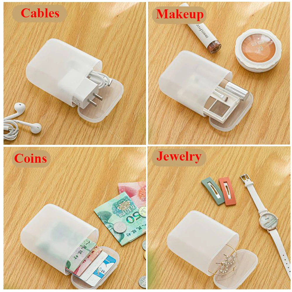 Ins Portable Wire Cable Storage Box Travel Headphone Jewelry Coin Organizer Bin Drawer Makeup Lipstick Holder Dust-proof Storage