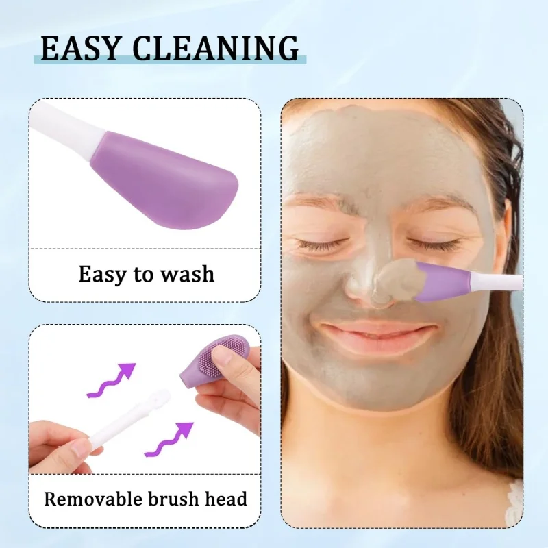 6 stks/set Siliconen Gezicht Scrubber tweekoppige Gezicht Reiniging Borstels Gezichtsmasker Applicator Mee-eter Peeling Huidverzorging Tool