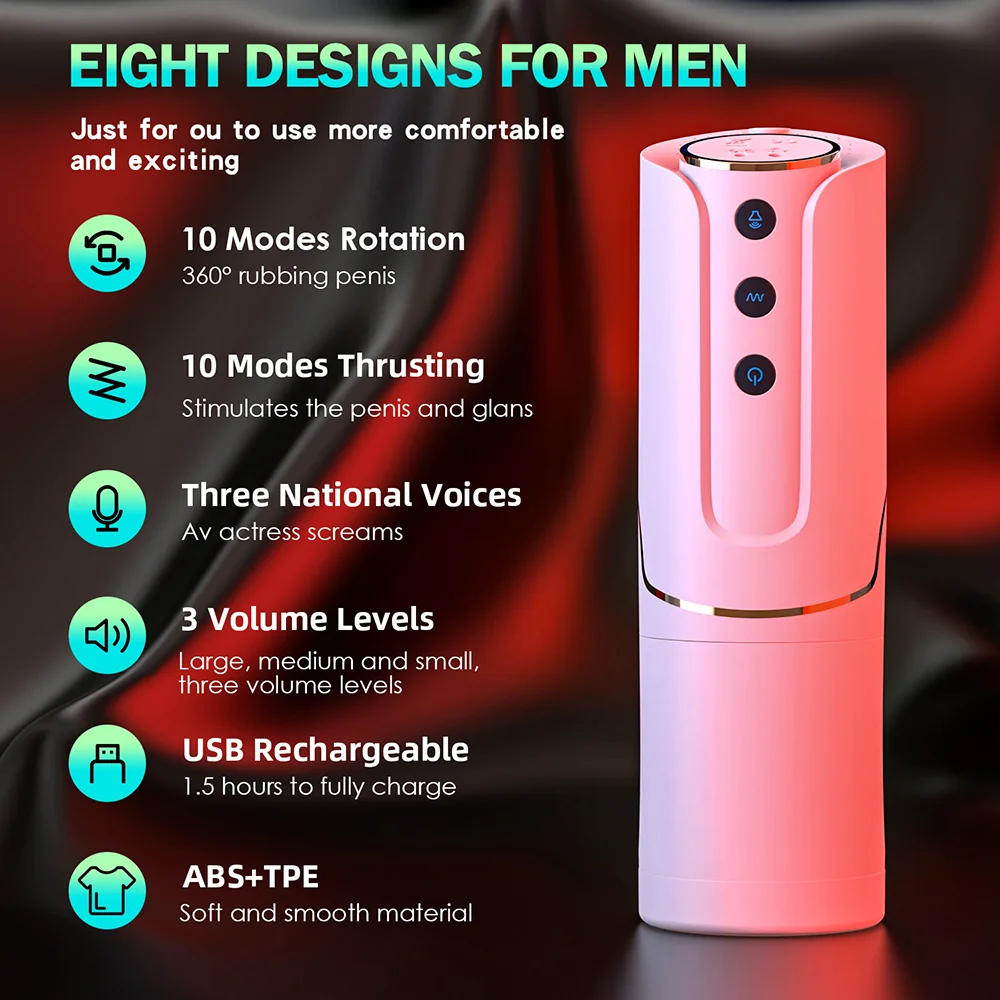 Telescopic Rotating Male Masturbator Wearable Automatic Male Masturbation Cup Voice Vibrations Blowjob Real Vaginas Sex Machine