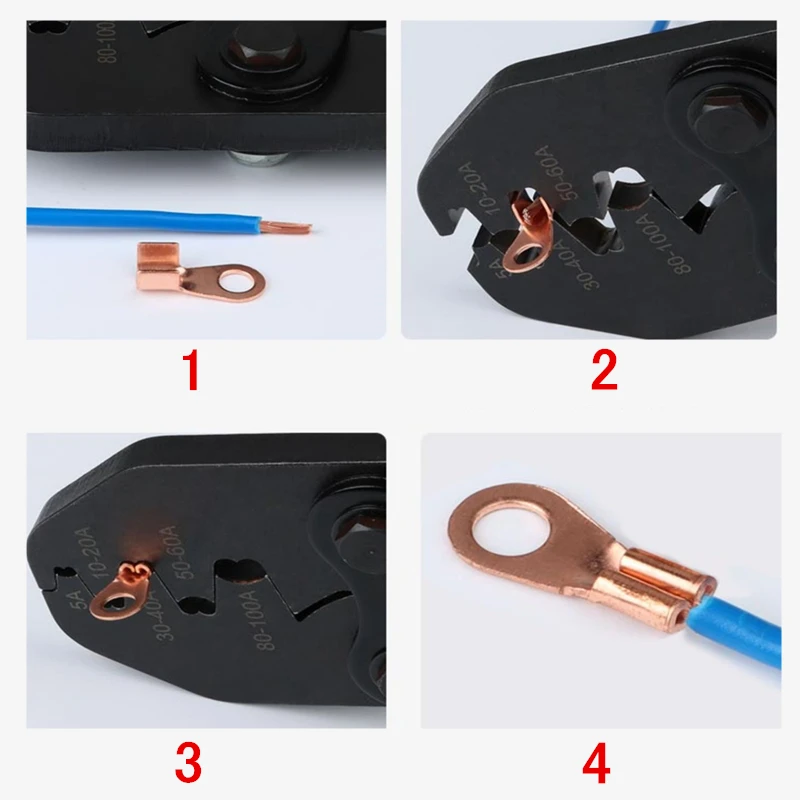 OT Type Wire Terminal 100Pcs 50Pcs 10Pcs 5Pcs 1Pcs Red Copper Bare Nose Lugs Crimp Open Mouth Cable Connector Splice 3A To 1000A