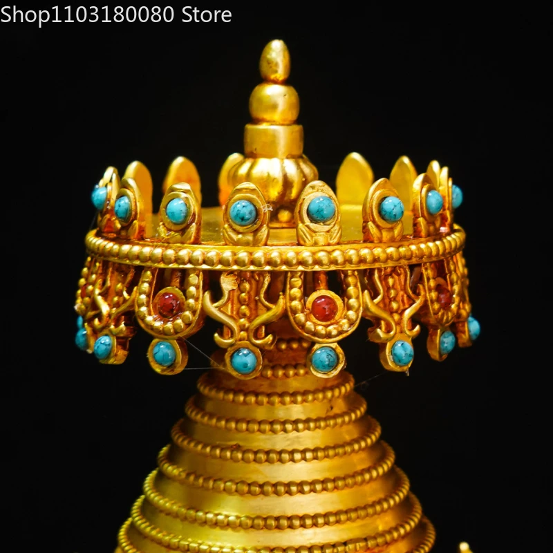 Copper gilding Kadampa pagoda stupa Gadangta Statue Tibet Bodhi Pagoda sculpture Large size ,33cm,22cm,15cm,