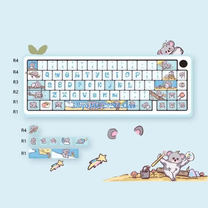 y2gd 74 مفتاح pbt mda ملف تعريف keycaps صبغة عملية تسامي لطيف موضوع حيوان keycap