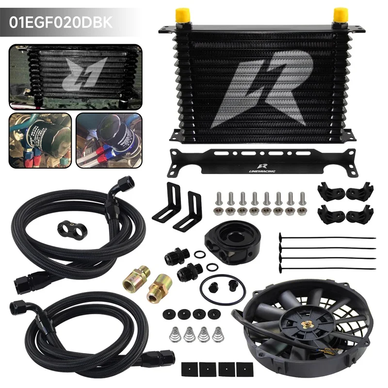 15 Row AN10 Oil cooler Trust w/Bracket+Filter Adapter Hose Kit +7