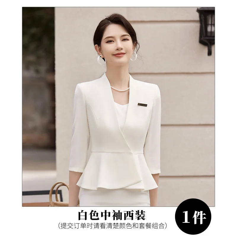 Spring and Summer 3/4 Sleeve Formal Wear Female Suit Single Layer & Thin Suit Fashion Beauty Salon Professional Work Clothes