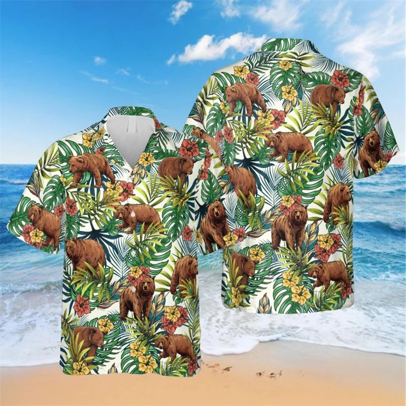 

Mens Designer Clothing 3D Print Shirts Oversized Summer 2024 Travel Hawaii Beach Blouse Harajuku Animal Pattern Camisa Masculino