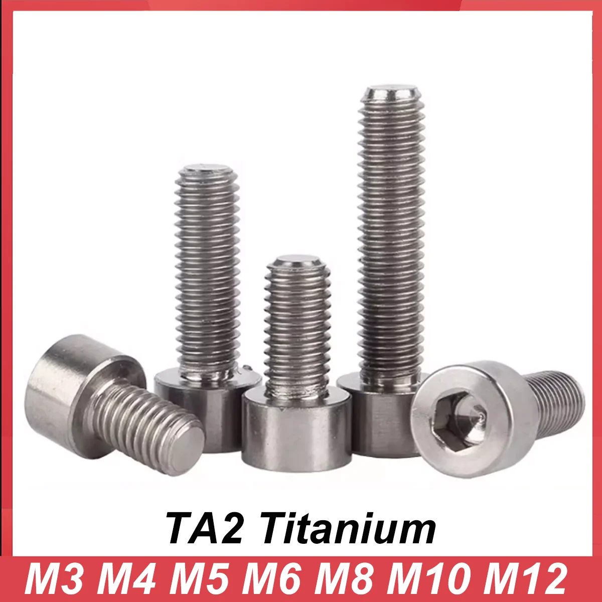 

1/2/5/10pcs M3 M4 M5 M6 M8 M10 M12 TA2 Pure Titanium Gr2 DIN912 Hexagon Hex Socket Head Cap Allen Bolt Screw Length 5-70mm