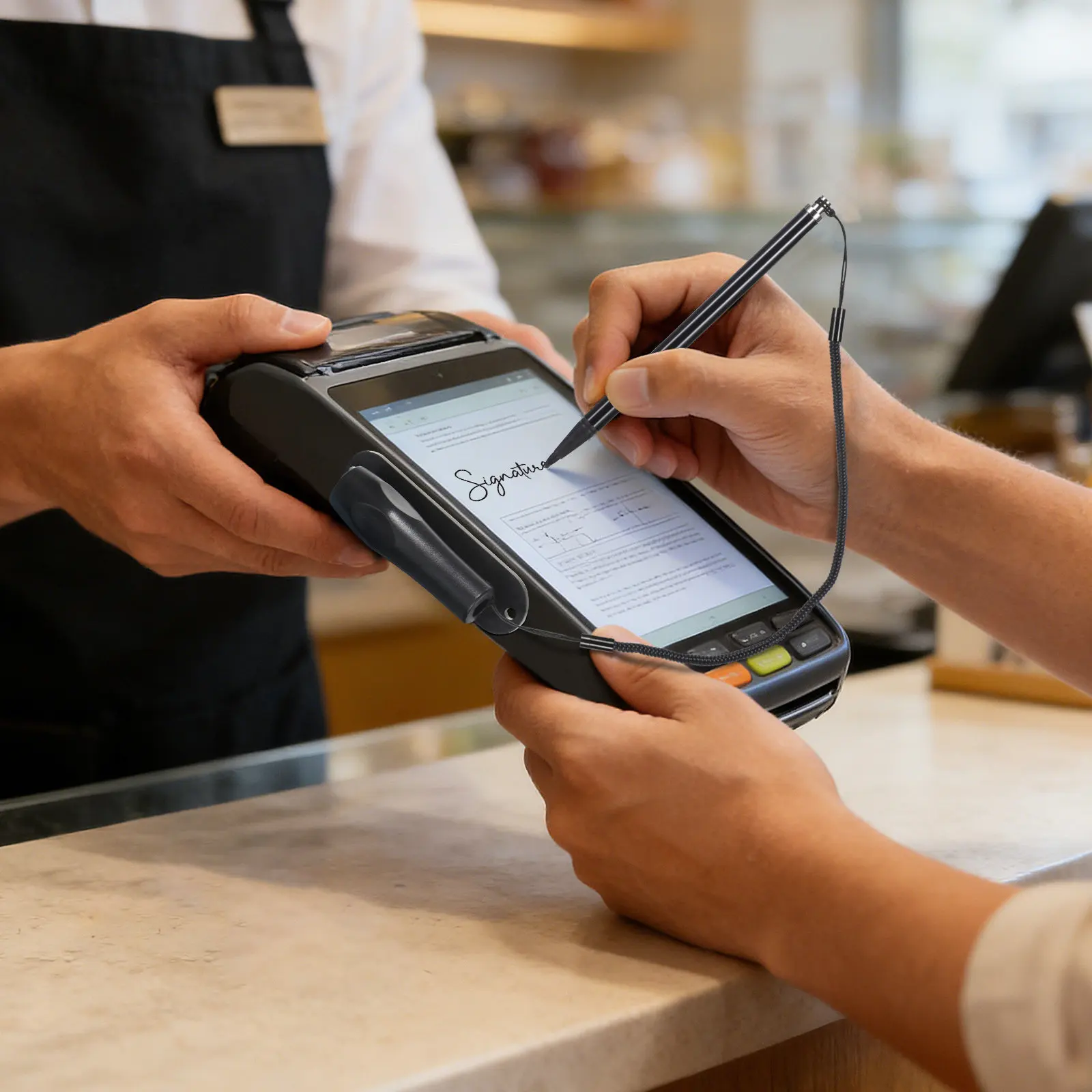 

High Precision Resistive Stylus Pen Sleek Metal Body Damage Free ABS Tip Anti Loss Tether Lanyard Pen Holder for Automotive