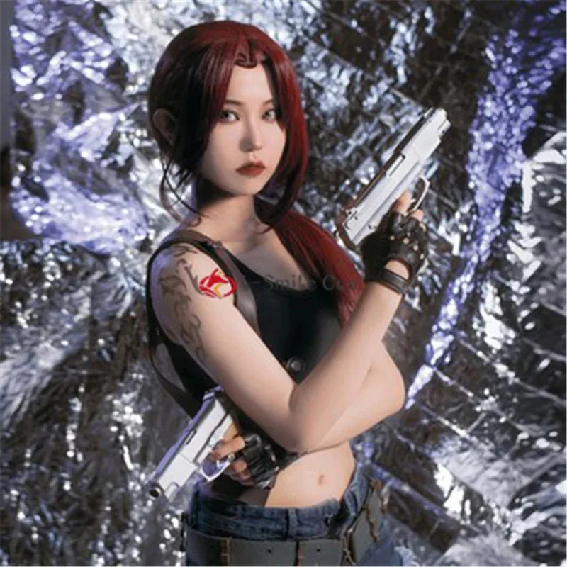 CyHigh Quality  Rebecca Revy Cosplay Wig 65cm Long Wine Dark Red Ponytail Long Styled Hair Wigs + Wig Cap view 4