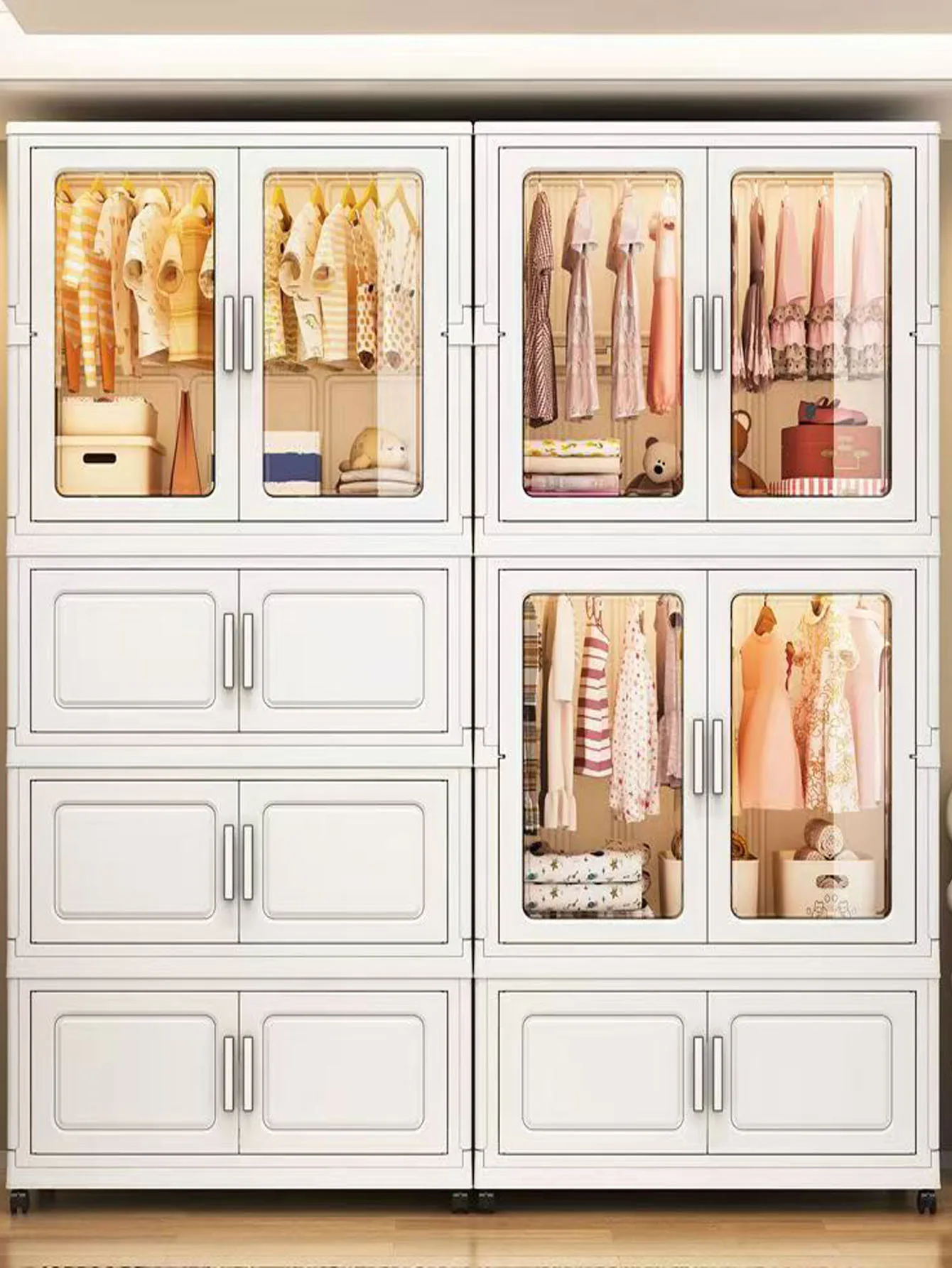 折りたたみ式収納キャビネット-シンプル子供用ワードローブ-厚手防塵ベビー服収納キャビネット-ミルクやおむつ用