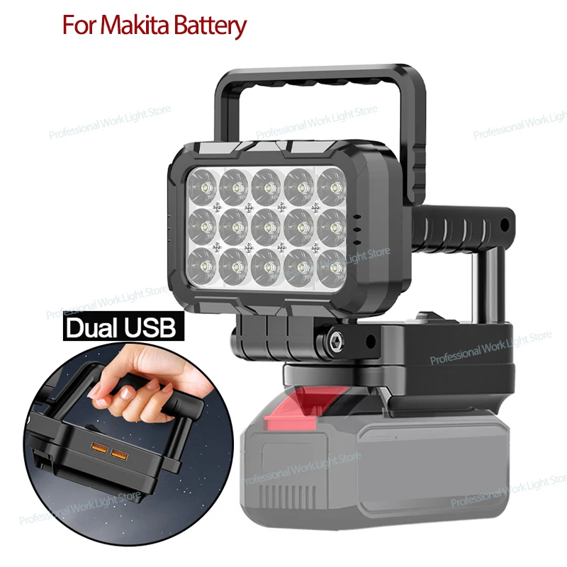 

3 inch LED Light For Makita 14.4V 18V Li-ion Battery Outdoor Flood Light LED Flashlight Camping Lamp Emergency Lighting
