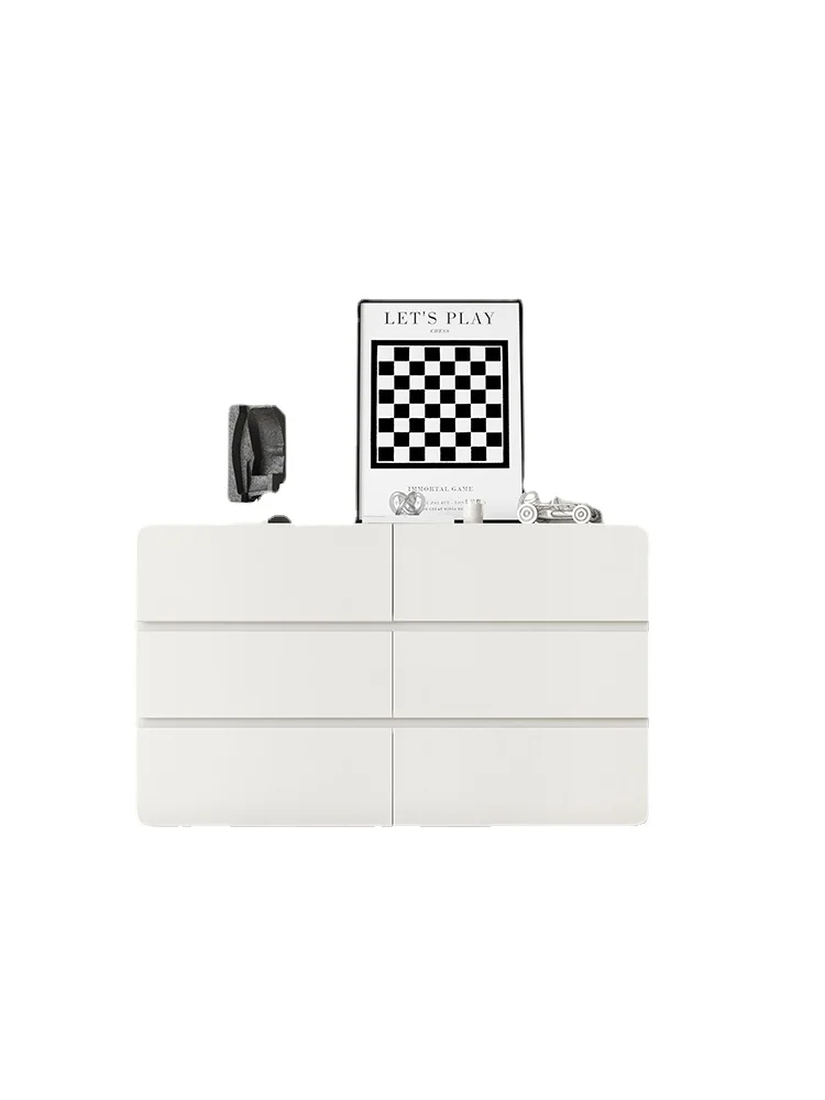 

YY Simple White Solid Wood Locker 6-Drawer Storage Cabinet Paint Cream Style