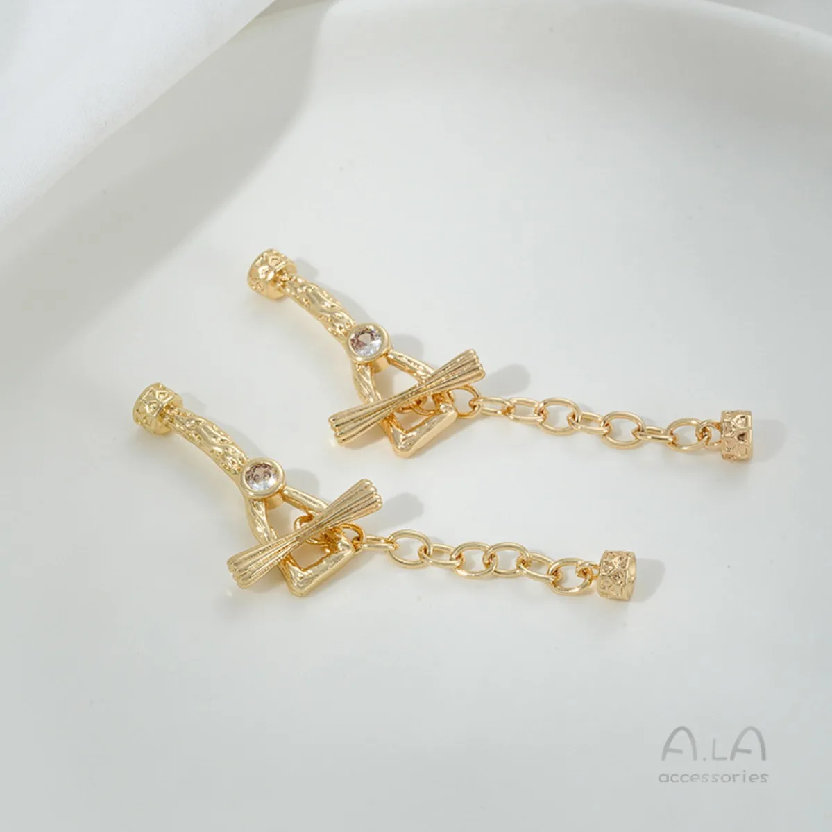 Brass 14K Gold Plated Vintage Textured Irregular OT Toggle Clasp DIY Bracelet Necklace Jewelry Findings