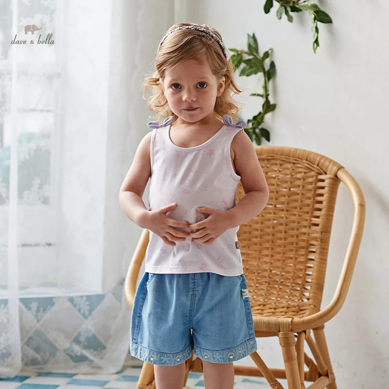 

Dave Bella Children Shorts 2024 New Summer Girls Baby Thin Cool Fashion Casual Cute Loose Shorts Sport Seaside DB2240501