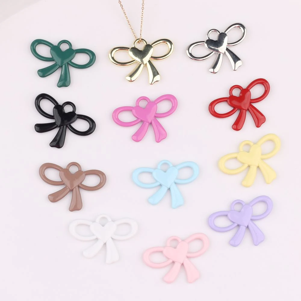

10 шт., простой милый кулон с бантом, сделай сам, аксессуары для изготовления ювелирных изделий ручной работы, серьги, ожерелье, браслет, орнамент, ремесло, модные подарки
