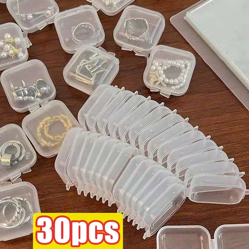 Mini Plastic Storage Containers Transparent Small Square Boxes Jewelry Box Earplugs Packaging Holder Organizer Accessories